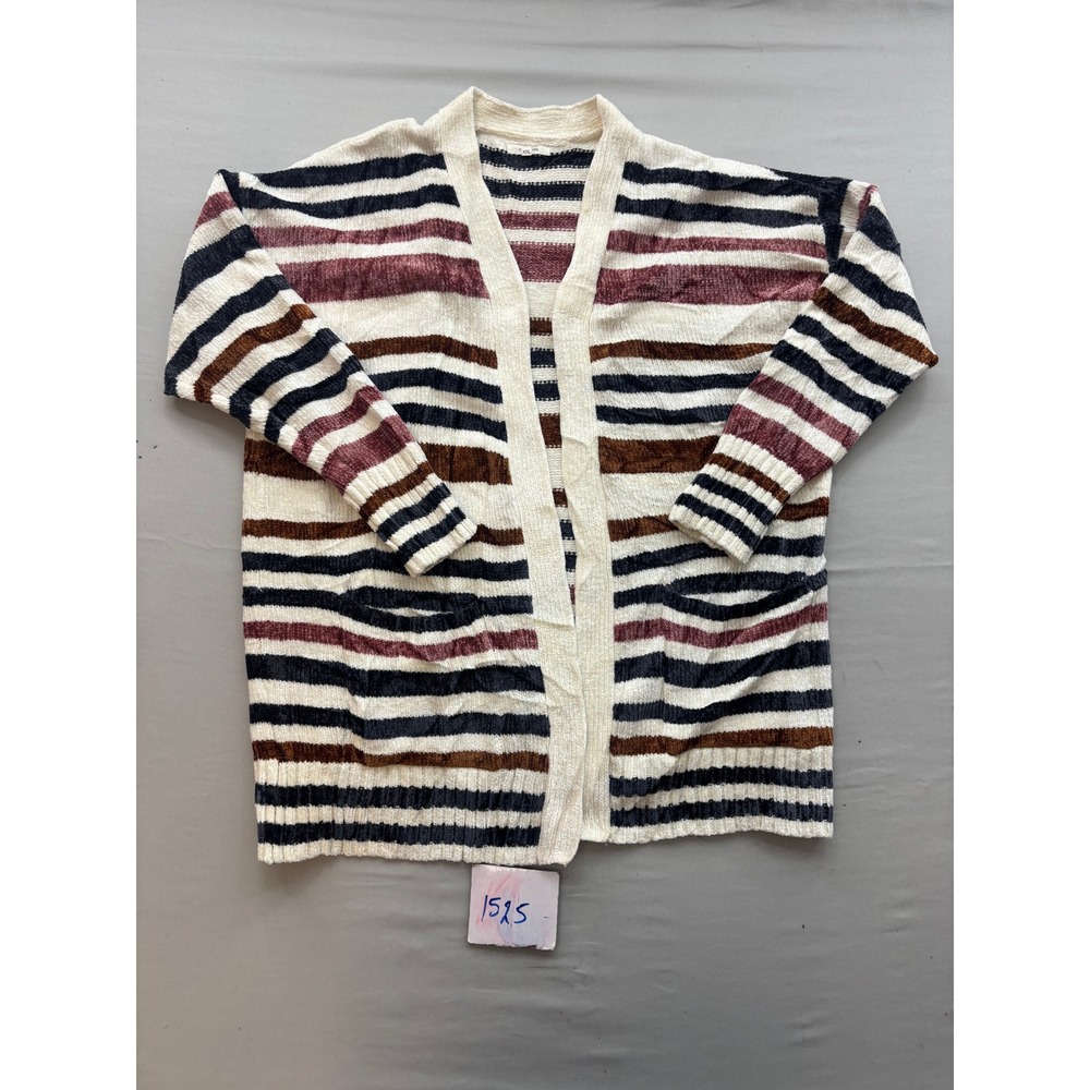 Maurices Chenille Cardigan Sweater Womens XXL Striped Open Front Soft Knit